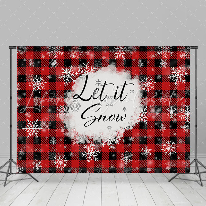 Lofaris Let it Snow Black Red Plaid Christmas Backdrop