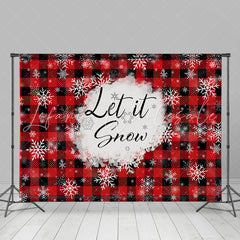 Lofaris Let it Snow Black Red Plaid Christmas Backdrop