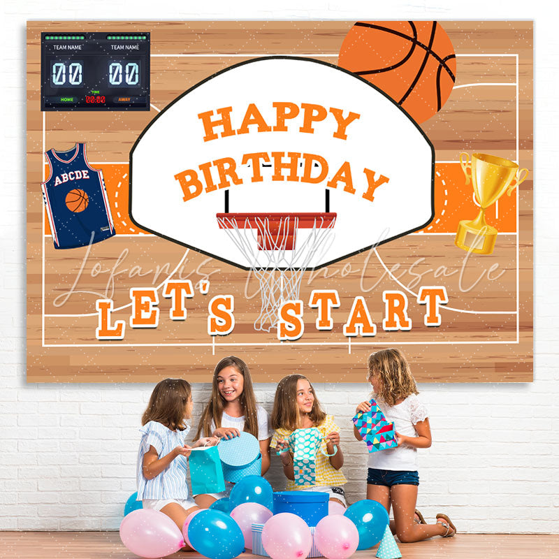 Lofaris Let¡¯ Start Basketball Trophy Happy Birthday Backdrop