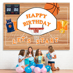 Lofaris Let¡¯ Start Basketball Trophy Happy Birthday Backdrop