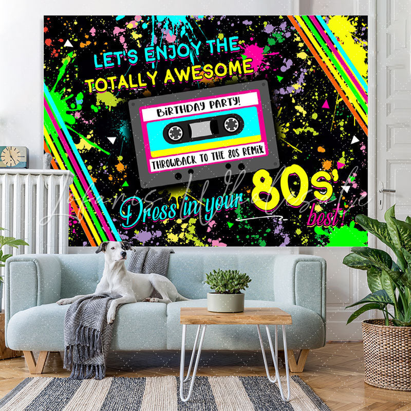 Lofaris Lets Enjoy 80s Party Graffiti Backdrop for Birthday