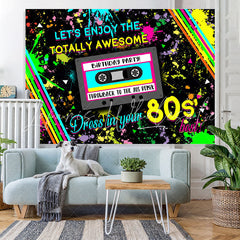 Lofaris Lets Enjoy 80s Party Graffiti Backdrop for Birthday