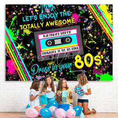 Lofaris Lets Enjoy 80s Party Graffiti Backdrop for Birthday