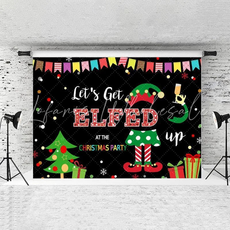 Lofaris Lets Get Elfed At The Chrismas Party Black Backdrop