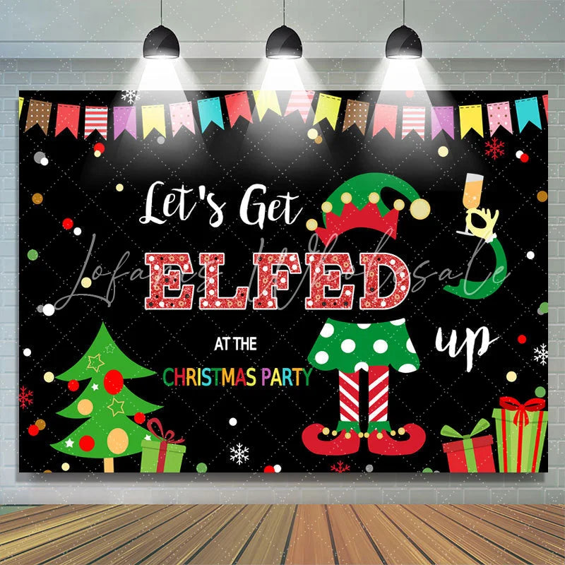 Lofaris Let’S Get Elfed At The Christmas Party Winter Backdrop