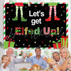 Lofaris Let’S Get Elfed Up With Friends Christmas Backdrop