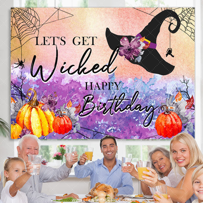 Lofaris Lets Get Wicked Halloween Theme Happy Birthday Backdrop