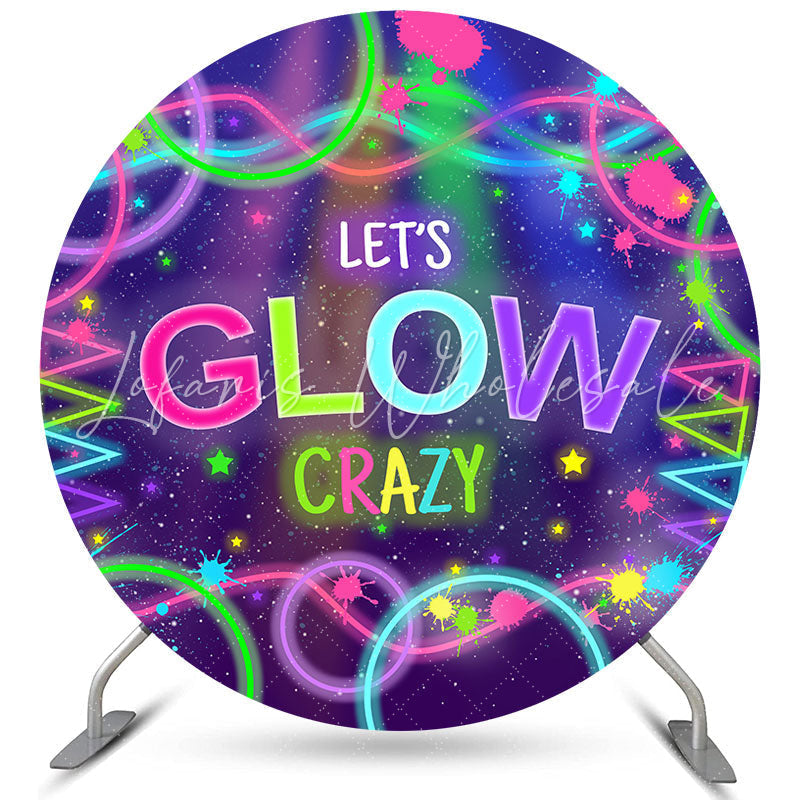 Lofaris Let’S Glow Crazy Colour Lines Birthday Round Backdrop