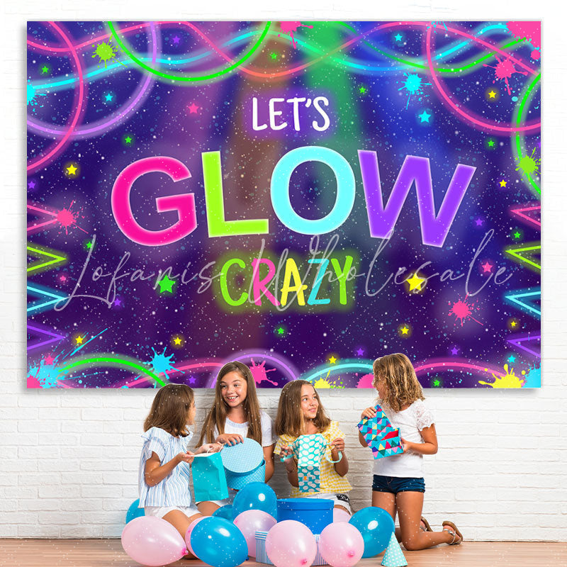 Lofaris Let¡¯S Glow Crazy With Abstract Lines Birthday Backdrop