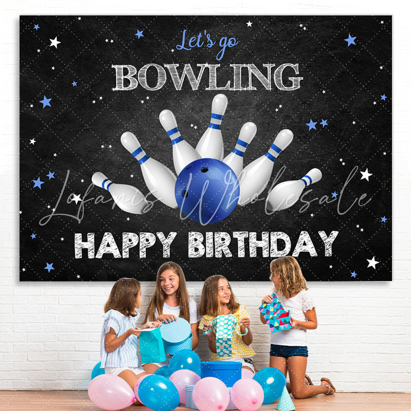 Lofaris Lets Go Bowling Star Themed Happy Birthday Backdrop
