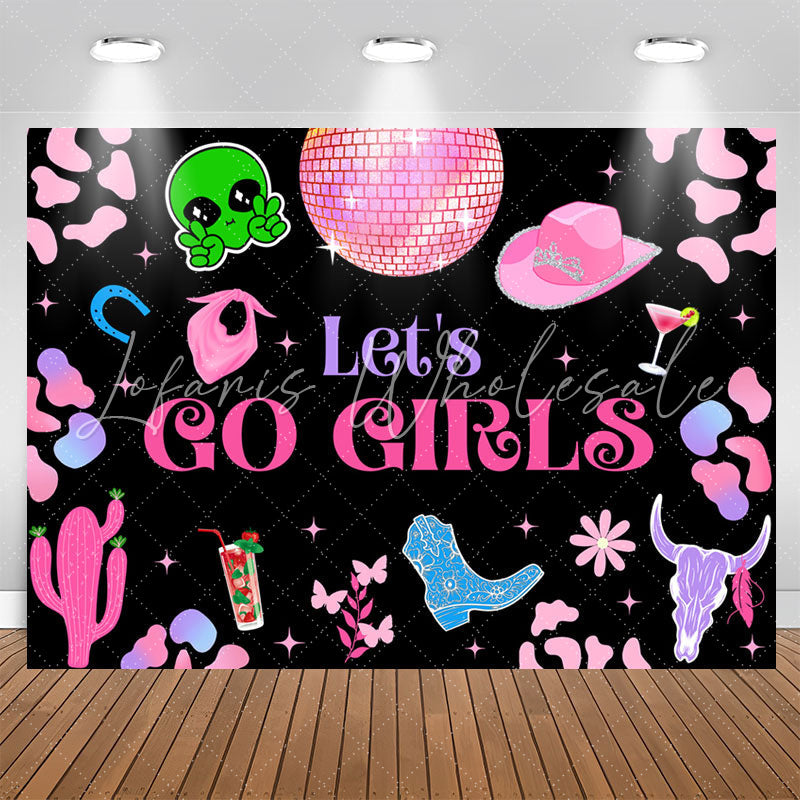 Lofaris Lets Go Girls Pink Disco Birthday Party Backdrop