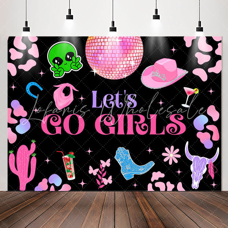 Lofaris Lets Go Girls Pink Disco Birthday Party Backdrop