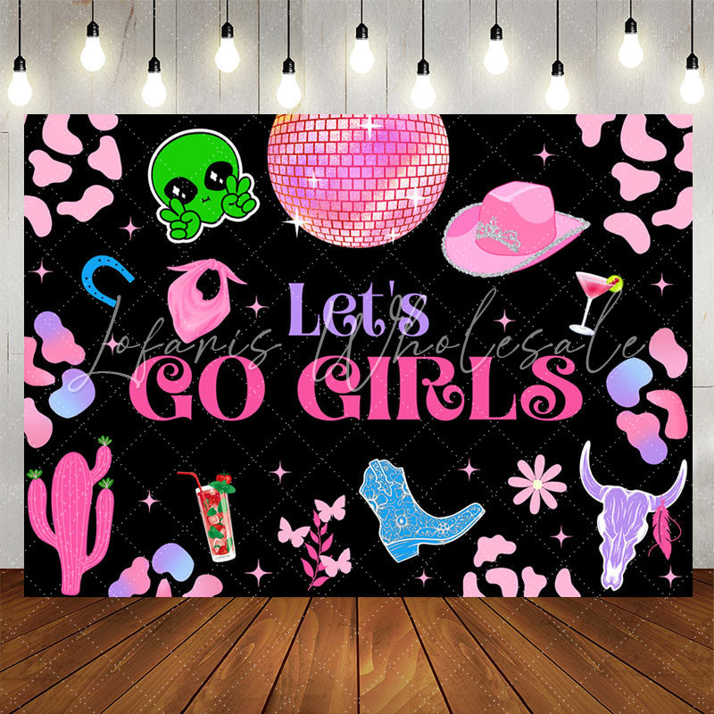 Lofaris Lets Go Girls Pink Disco Birthday Party Backdrop