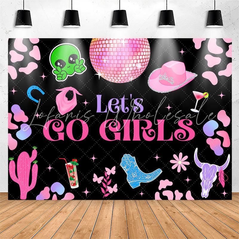 Lofaris Lets Go Girls Pink Disco Birthday Party Backdrop