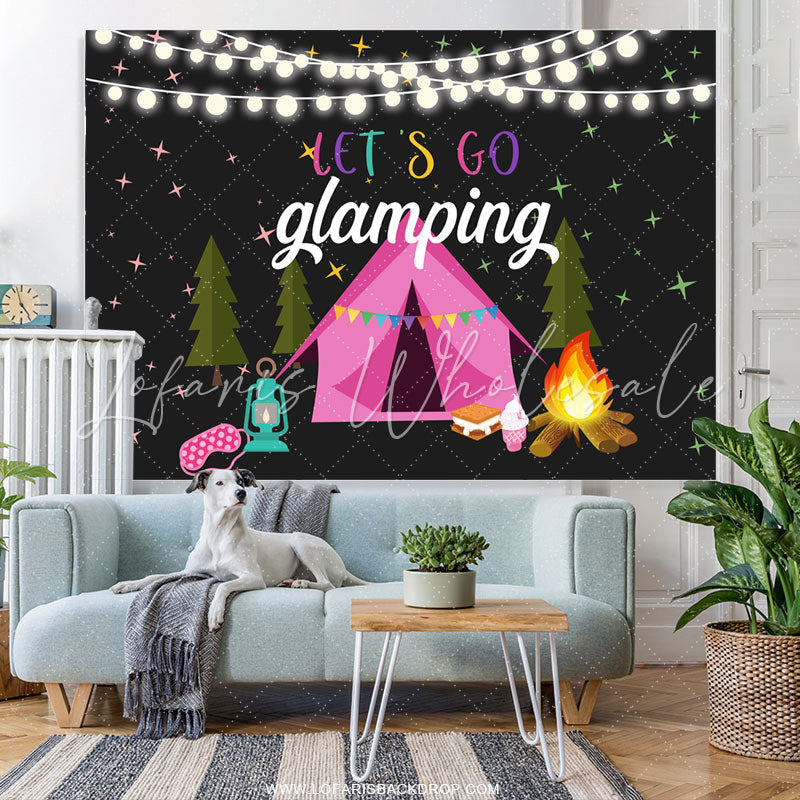 Lofaris Lets Go Glamping Moon night Star Birthday Backdrop