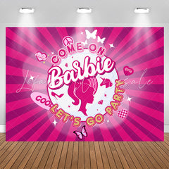 Lets Go Party Pink Stripes Girls Birthday Backdrop