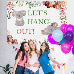 Lofaris Lets Hang Out With Koala Flowers Baby Shower Backdroop