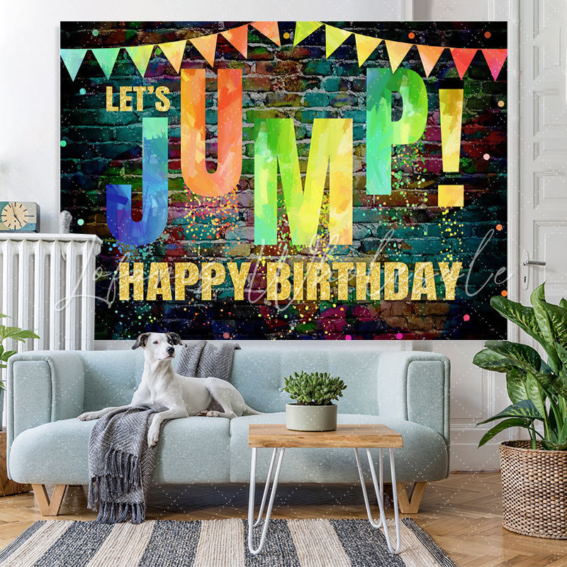 Lofaris Lets Jump Graffiti Wall Birthday Backdrop Decoration