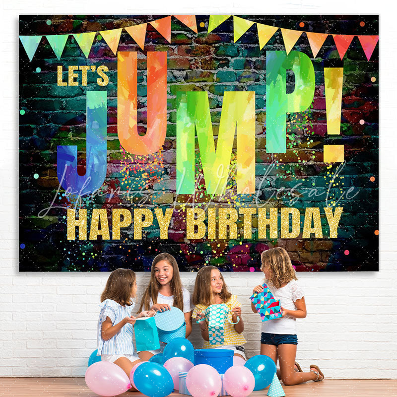 Lofaris Lets Jump Graffiti Wall Birthday Backdrop Decoration