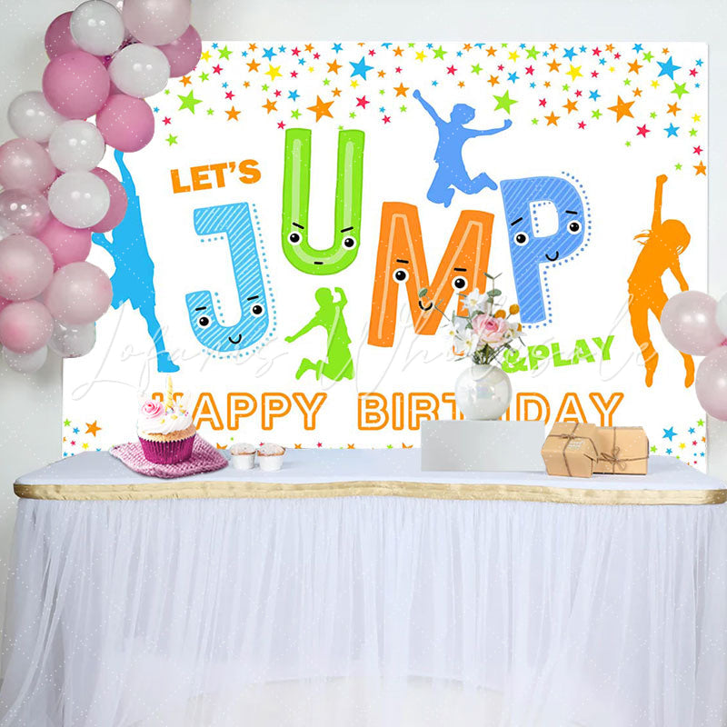 Lofaris Lets Jump Play Colorful Star Happy Birthday Backdrop