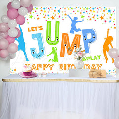 Lofaris Lets Jump Play Colorful Star Happy Birthday Backdrop