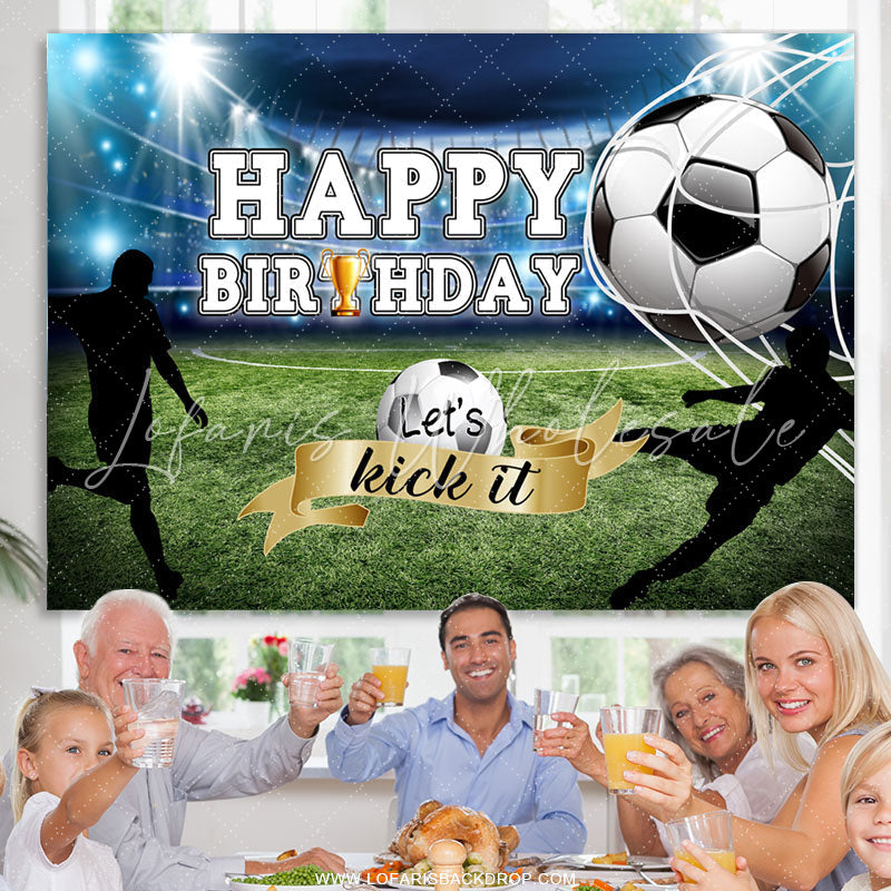 Lofaris Lets Kick It Football Theme Happy Birthday Backdrop