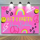 Lofaris Lets Party Rainbow Pink Happy Birthday Backdrop