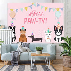 Lofaris Lets Pawty Puppy Dog Themed Happy Birthday Backdrop