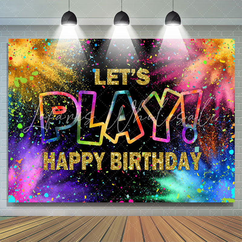 Lofaris Lets Play Colorful Ribbons Happy Birthday Backdrop