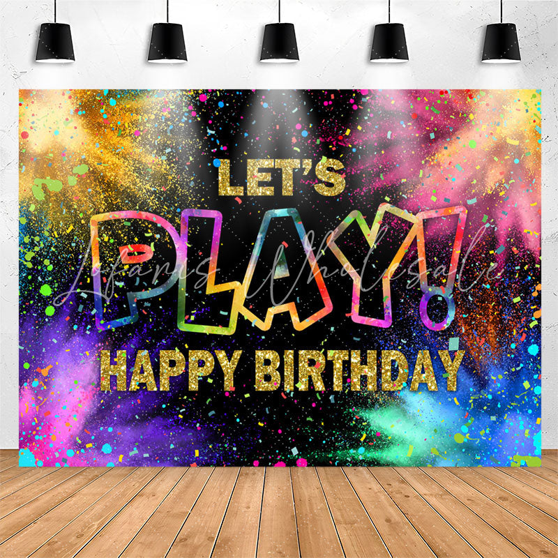 Lofaris Lets Play Colorful Ribbons Happy Birthday Backdrop