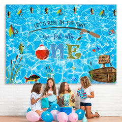 Lofaris Let¡¯s Reel In The Fun First Happy Birthday Backdrop