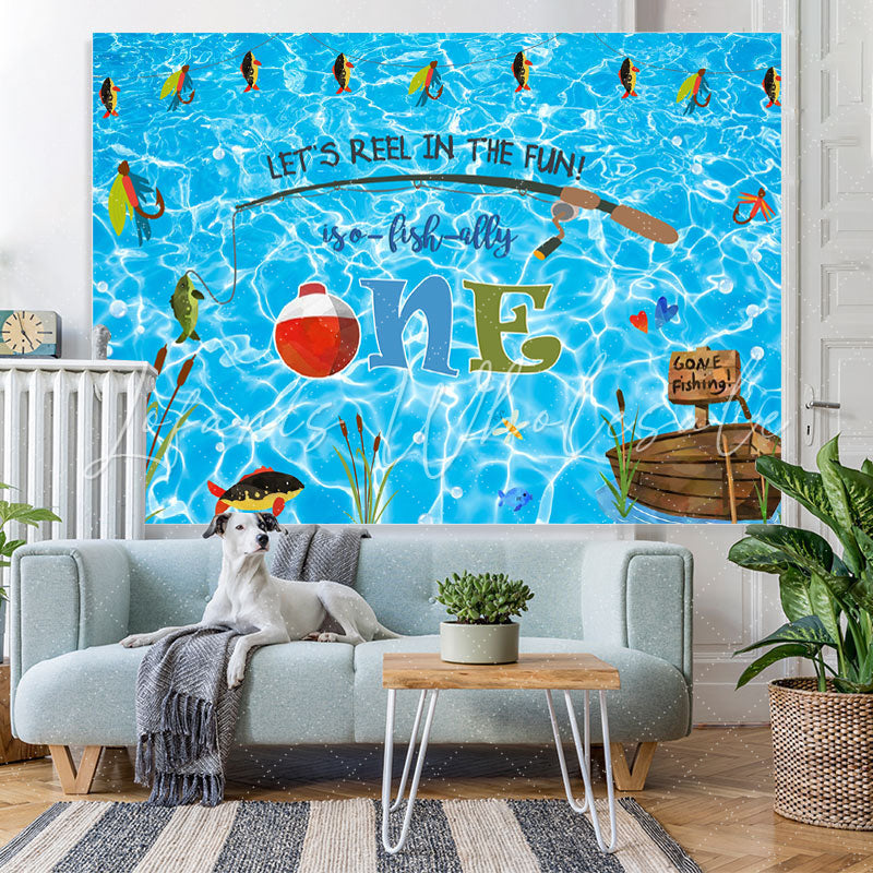 Lofaris Let¡¯s Reel In The Fun First Happy Birthday Backdrop