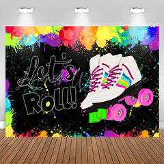 Lofaris Lets Roll Shoes Colorful Paint Birthday Backdrop