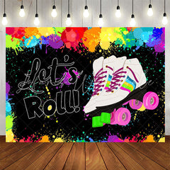 Lofaris Lets Roll Shoes Colorful Paint Birthday Backdrop