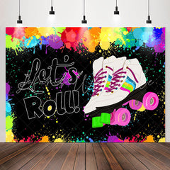 Lofaris Lets Roll Shoes Colorful Paint Birthday Backdrop