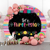 Lofaris Lets Three Esta Floral Round 3rd Birthday Backdrop