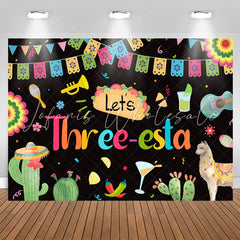 Lofaris Lets Three Esta Mexican Happy 3rd Birthday Backdrop