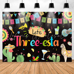 Lofaris Lets Three Esta Mexican Happy 3rd Birthday Backdrop
