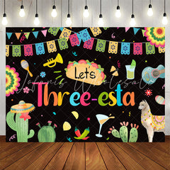Lofaris Lets Three Esta Mexican Happy 3rd Birthday Backdrop