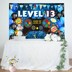Lofaris Level 13 Game On Gamepad Balloon Birthday Backdrop