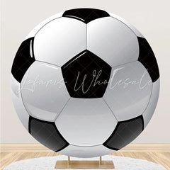 Lofaris Lifelike Black White Football Simple Circle Backdrop