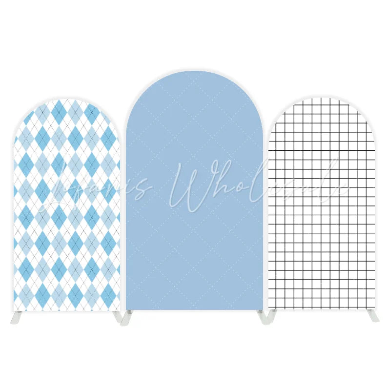 Light Blue Grid arch Birthday Party Arch Backdrop Wall Cloth Cover