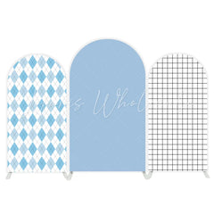 Light Blue Grid arch Birthday Party Arch Backdrop Wall Cloth Cover