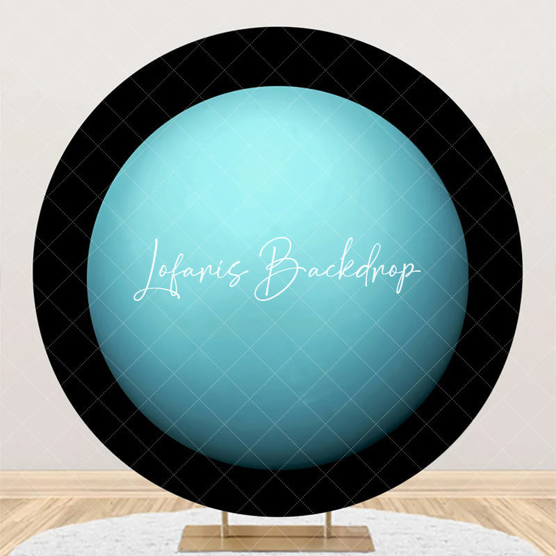 Lofaris Light Blue Uranus Top View Circle Birthday Backdrop