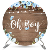 Lofaris Light Blue Wooden Lighting Round Baby Shower Backdrop