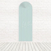 Light Green Slatted Arch Backdrop for Soft and Peaceful Event Themes