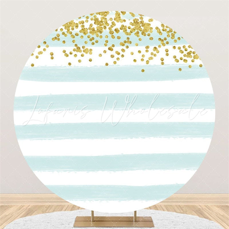 Lofaris Light Green Stripe Glitter Circle Birthday Backdrop