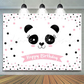 Lofaris Light Pink Dots Lovely Panda Happy Birthday Backdrop