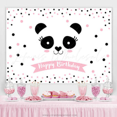 Lofaris Light Pink Dots Lovely Panda Happy Birthday Backdrop