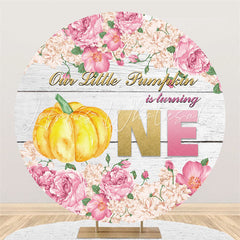 Lofaris Light Pink Floral Grey Wood Backdrop For 1st Birthday